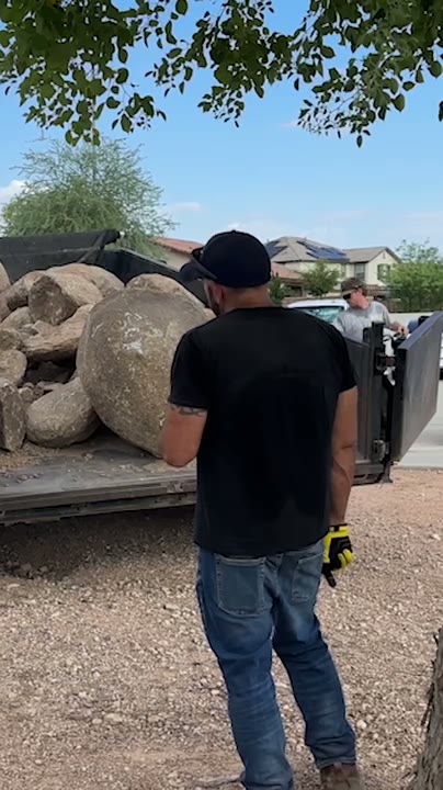 Jobsite banter — moving an 800-lb boulder (10 basketballs worth)