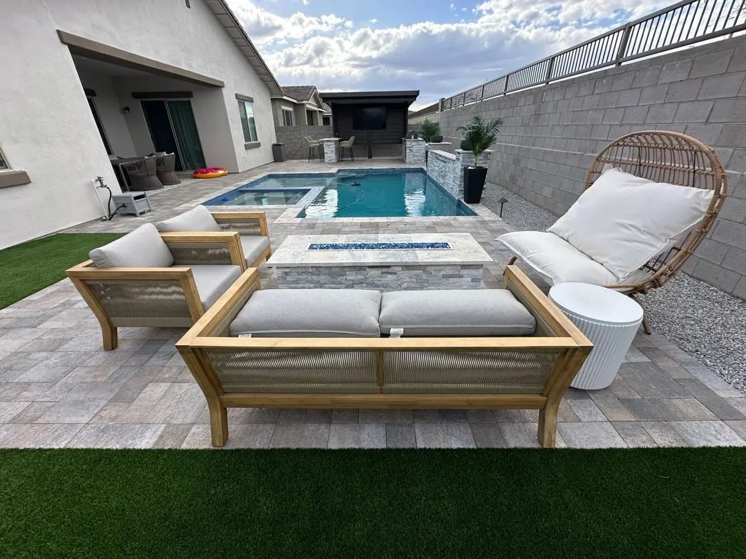 Custom Pool, Raised Spa, Outdoor Kitchen in Paradise Valley, AZ — built by AE Outdoor Living