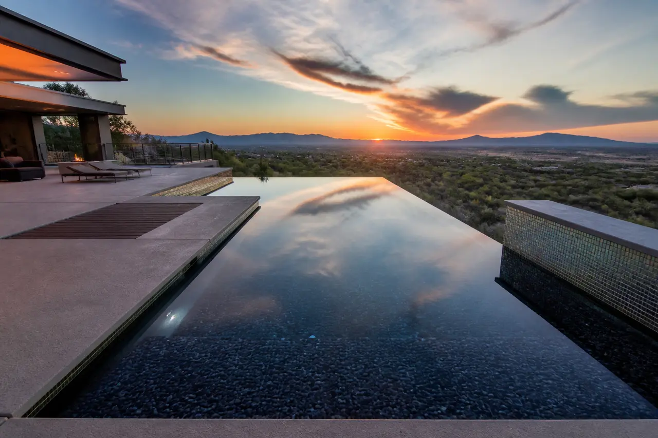 Modern Infinity Edge — Vanishing-edge pool for view lots. by AE Outdoor Living